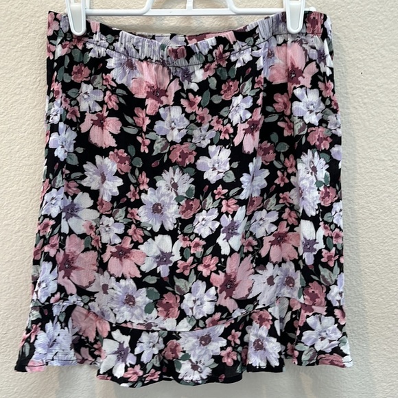 Rewind Floral Miniskirt, Front Ruched, Drawstring, Ruffle Hem, Y2K Medium - Picture 6 of 9